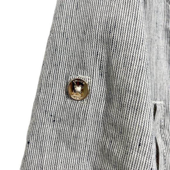 New Chico’s Linen Blend‎ Striped Open Front Blazer - Picture 10 of 14